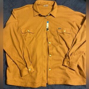 Columbia Women's Holly Hideaway Waffle Shirt Jacket Brown Shacket Size XXLarge